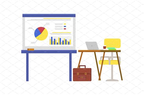 empty work place table  laptop education illustrations