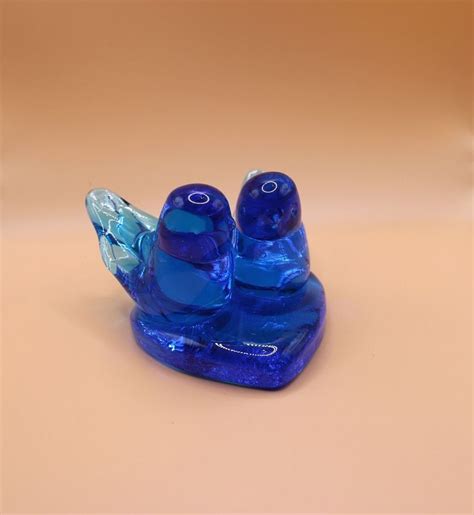 Terra Studios Art Glass Large Double Bluebird Of Happiness Etsy In