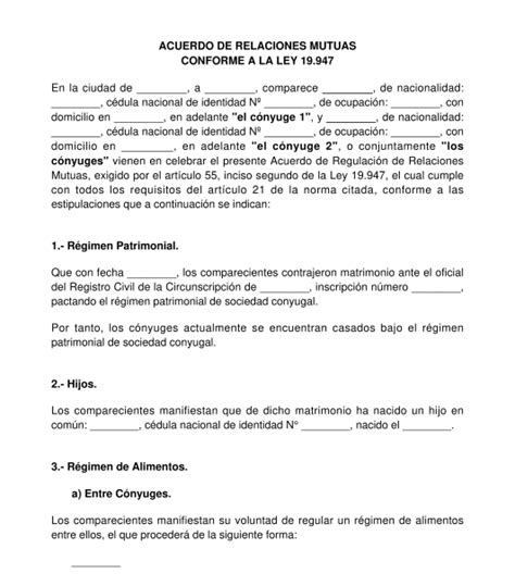 Contrato De Divorcio Por Mutuo Acuerdo Ejemplo Opciones De Ejemplo