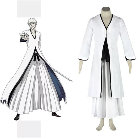 White Ichigo Kurosaki Cosplay Costumes Bankai Tensa Zangetsu