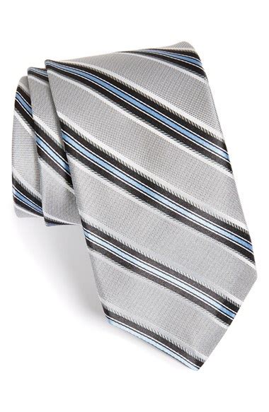 Michael Kors Stripe Silk Tie In Silver For Men Lyst