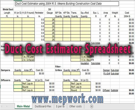 Duct Area Calculator Excel - Lopez