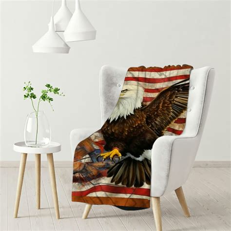 Mdo Bald Eagle Throw Blanket Eagle Lover Ts American Flag Blanket