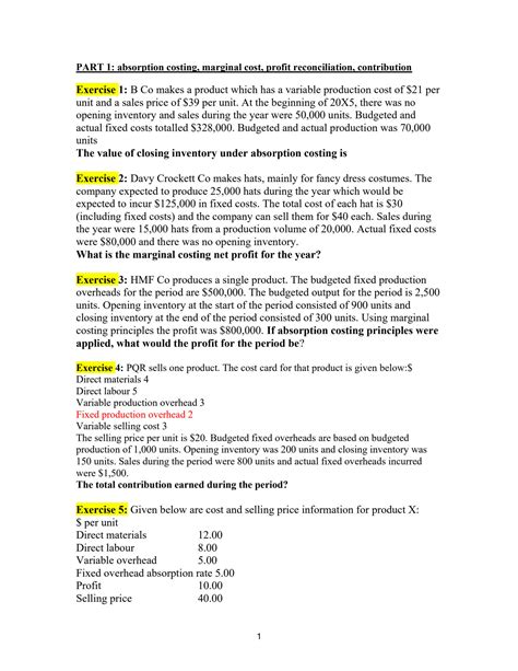 Solution Cvp Marginal And Absorption Costing Method For Student