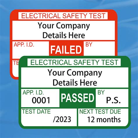 PAT Test Stickers Plug Top Size 1500 Pass 500 Fail Next Day