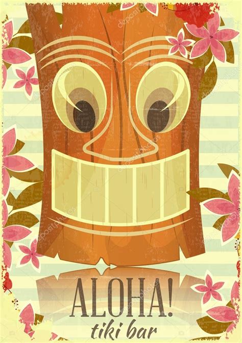 Vintage Hawaiian Tiki Postcard Stock Vector Image By ©elfivetrov 20037395