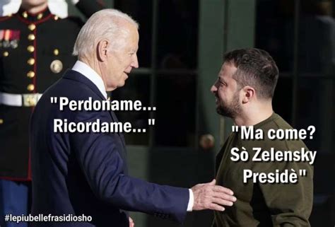 Joe Biden E Volodymyr Zelensky Armi All Ucraina Vignetta Osho Dago