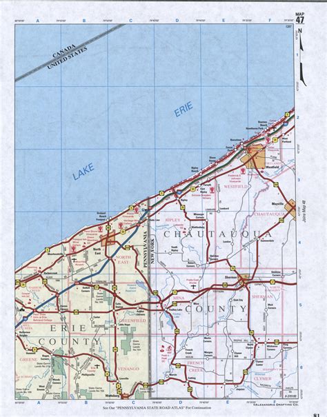 Map of Chautauqua County, New York state. Detailed image map of Chautauqua