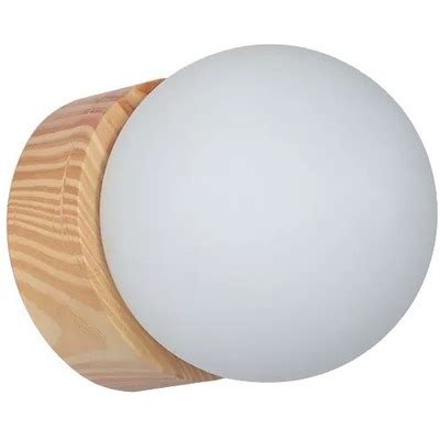 Luz Desing Aplique Pared Luz Globo Opal Madera Apto Led Deco Cx