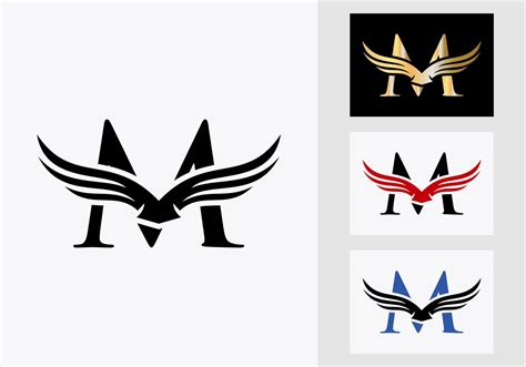 M Letter Wing Logo Design Initial Flying Wing Symbol Vector