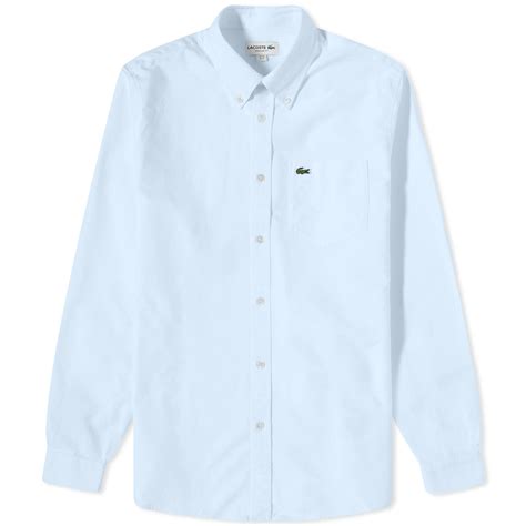 Lacoste Men S Button Down Oxford Shirt In Overview Blue Lacoste