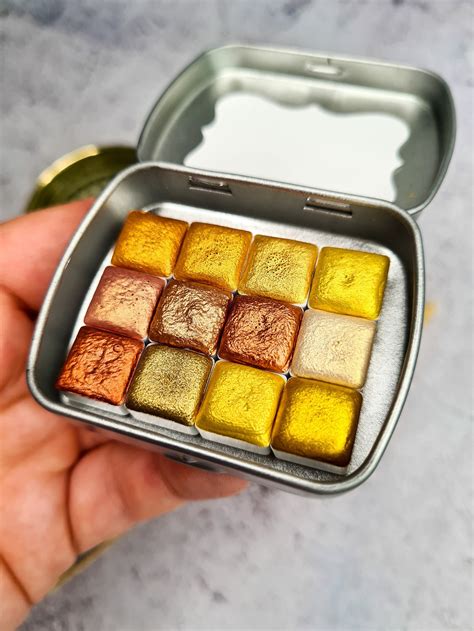 Mini Gold Metallic Watercolor Palette Urban Sketching Set Etsy