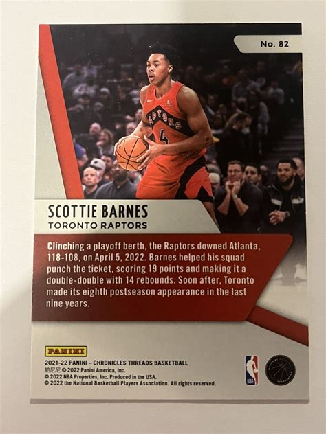 Panini Chronicles Threads Scottie Barnes Base Rookie Rc