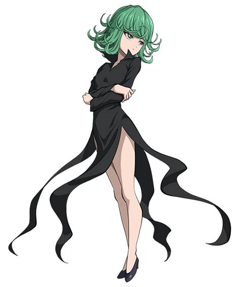 Tatsumaki One Punch Man Official Art 1girl Bare Legs Black Dress Breasts Crossed Arms