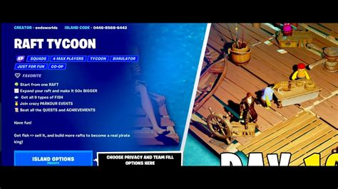 Fortnite Raft Tycoon Parkour Chests All Fishes Map Code 0446