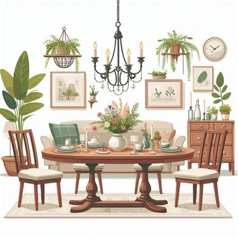 Dining Table Set Vector Illustration Premium Ai Generated Vector