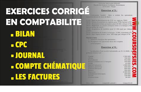 S Ries Des Exercices De Comptabilit G N Rale S Avec Solution Cours