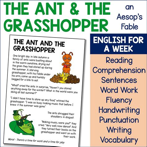 The Ant And The Grasshopper Aesop S Fables Literacy Activities For A