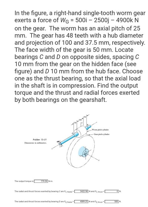 Solved In The Figure A Right Hand Single Tooth Worm Gear