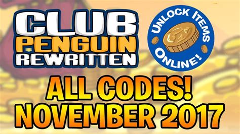 Club Penguin Rewritten All Item Codes Working November 2017 Youtube