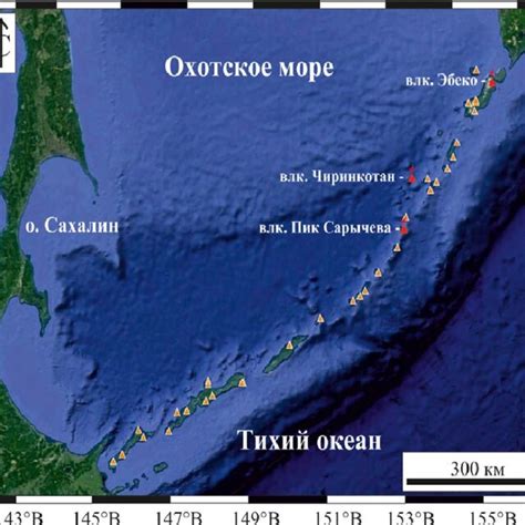 Geographical Position Of The Volcanoes Ebeko Paramushir Island