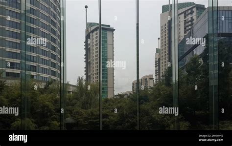 Unique Tall Towers In Shanghai City China View From A Lobby Hotel