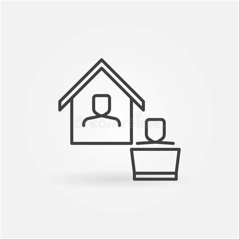 Working From Home Outline Vector Concept Minimal Icon Stock Vector