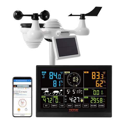 Vevor Wifi Weather Station 7 In 1 Weather Stations Wifi Indoor Outdoor 75 Color Display For