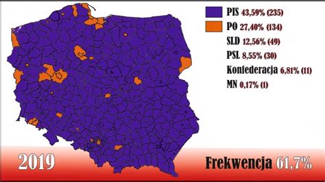 Wybory Na Mapie Wybory Parlamentarne 1991 2019 Polska YouTube