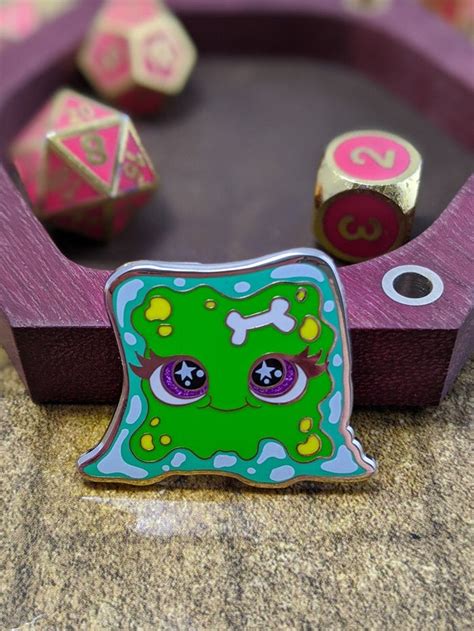 Adorable Dungeon Monsters Enamel Pin Gelatinous Cube Art Of Nikki Ward