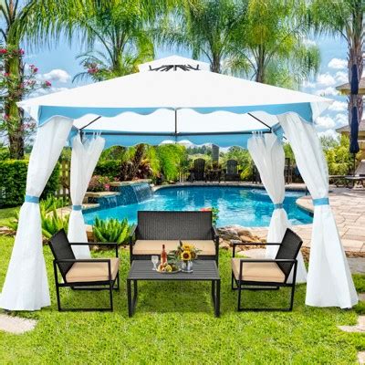 Tangkula Tier X Patio Steel Gazebo Outdoor Canopy Tent Steel