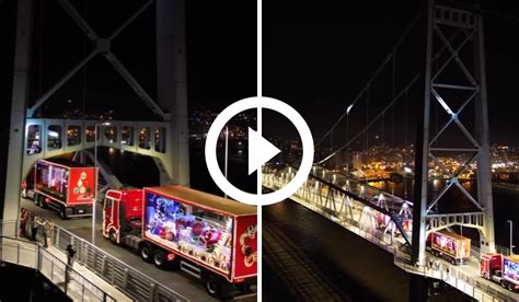 Caravana iluminada da Coca Cola passa em Florianópolis e encanta é