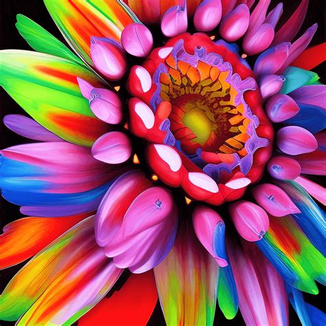 Flowers Colour Explosion Paint Photograph Hyper Realistic Intricate