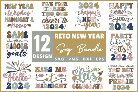 Retro New Year Svg Bundle New Year Graphic By Craftsvg Creative