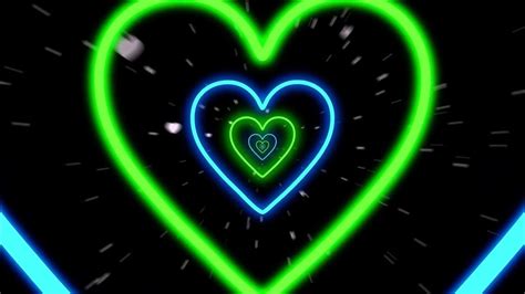 Neon Lights Love Heart Tunnel💚green And Teal Heart Background Neon Heart Tunnel Loop 11 Hour