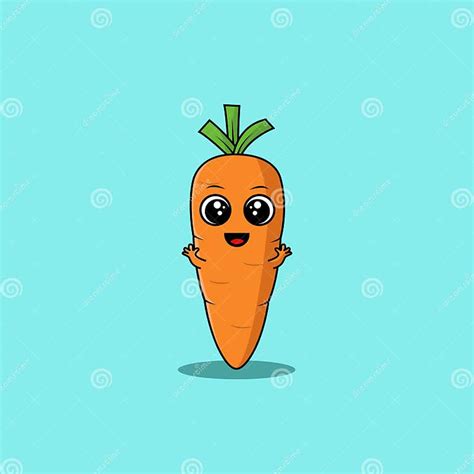 Cute Carrot Mascot Character Vector Illustration Stock Vector