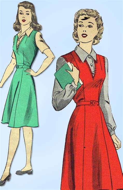 1940s Vintage Du Barry Sewing Pattern 5765 Wwii Misses Jumper Dress Vintage4me2