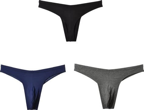 BY ECG Men S Cotton Bikini Thong Briefs Dopamine Fashion BLACK GREY