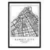 Lámina Mapa De La Ciudad Kuwait City Nordico En Blanco Y Negro Poster