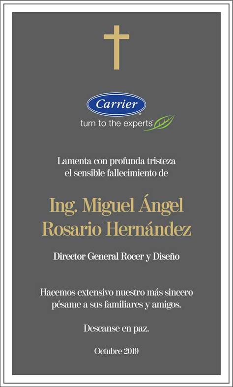 Señor Miguel Ángel Rosario Hernández Obituario Esquela