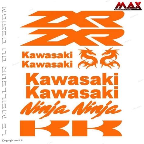 12 stickers KAWASAKI ZXR 750 ORANGE ZX R ZXR R ZX R Sticker Adhésif