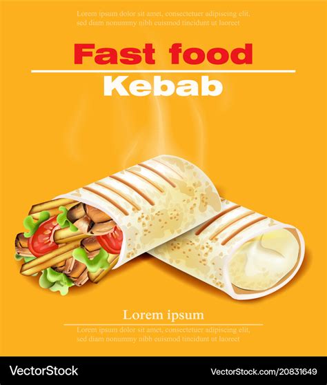 Shawarma kebab fast food detailed Royalty Free Vector Image