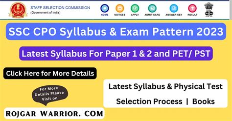 SSC CPO Syllabus And Exam Pattern 2023 SSC CPO Exam Date Selection