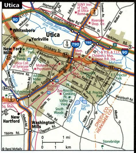 Utica city road map for truck drivers area toll free highways map - USA