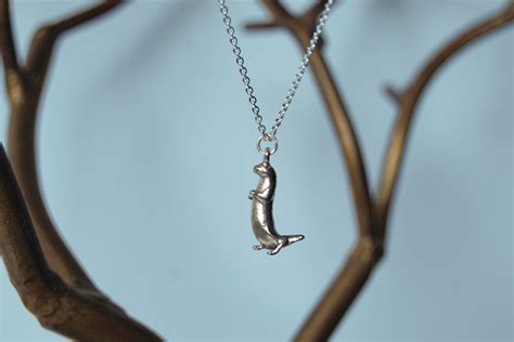 River Otter Necklace | Cute Silver Otter Charm Necklace | Otter Pendan – Enchanted Leaves