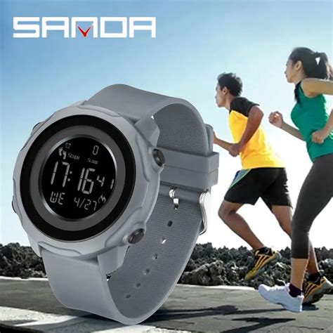 SANDA Reloj Digital LED Para Hombre Cron Grafo De Pulsera Militar