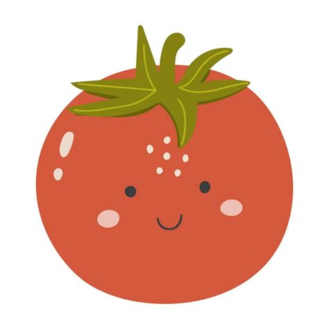 Premium Vector Cute Tomato Vegetable Vector Vegetable With Face Happy