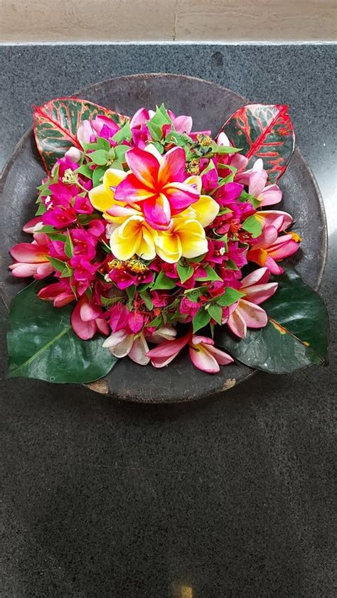 Traditional Flower Decoration in Bali Airport Stock Image - Image of ...