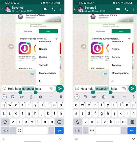 Cómo subrayar y tachar en WhatsApp