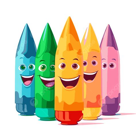 Crayon De Color Vector Png Pegatina Clipart Cinco Crayones En